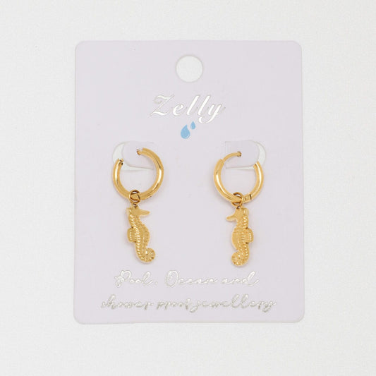 Earring Waterproof Seahorse Gold