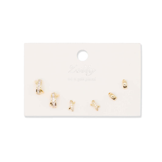 Earring Multi Pack Kiss Gold