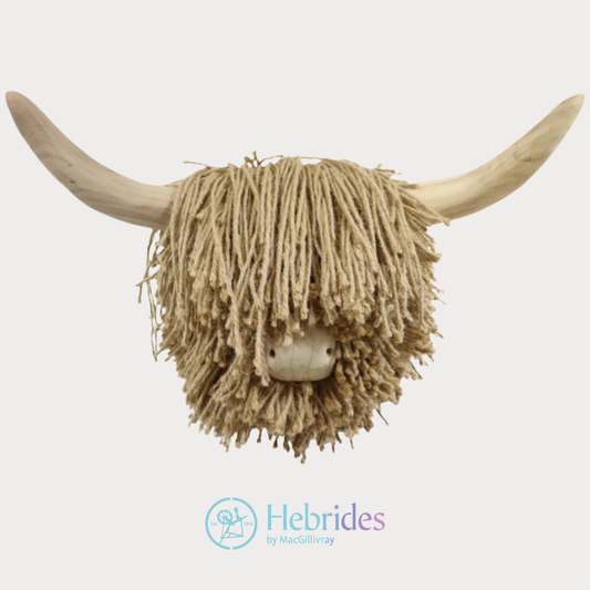 Ailsa highland cow, Wall hanging - natural