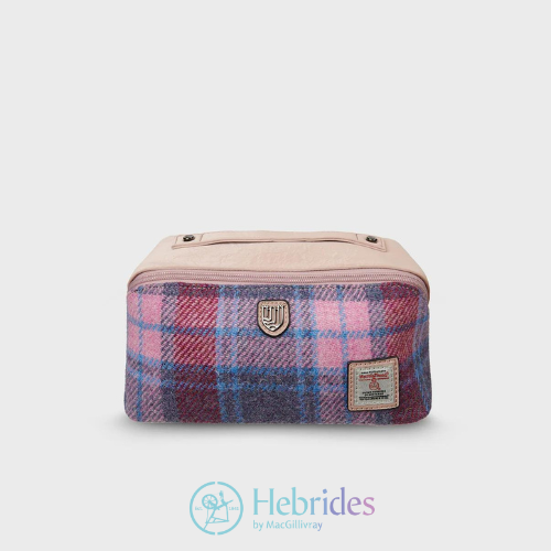Blue & pink Harris tweed - Wash bag