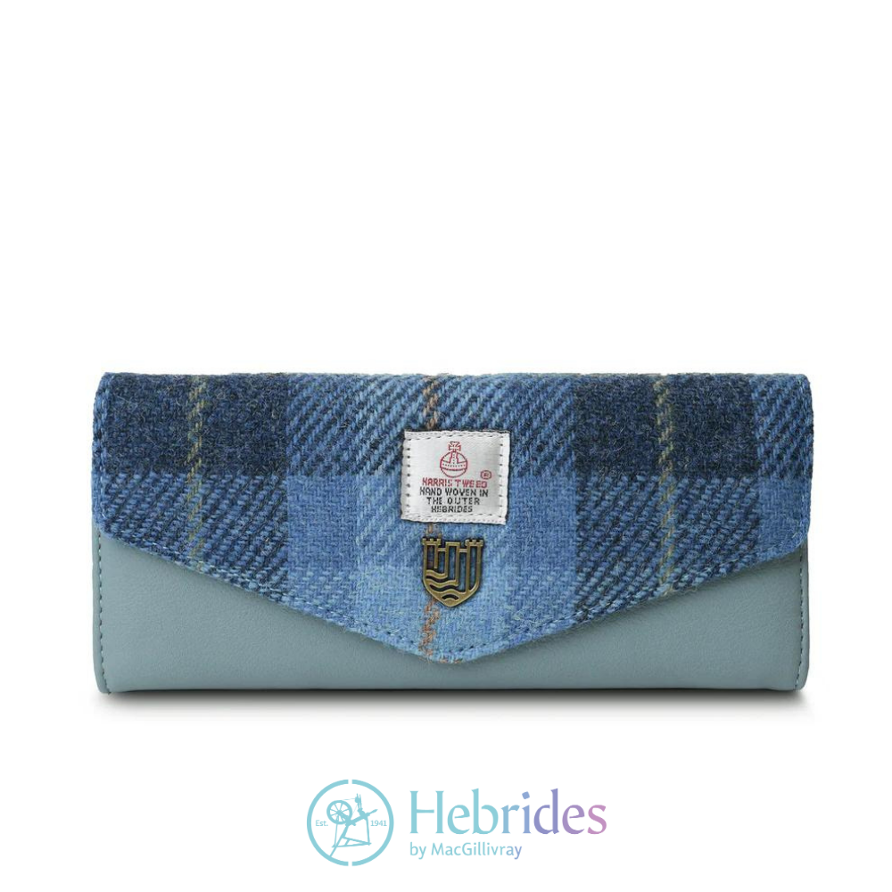 Blue Harris Tweed - large clasp purse