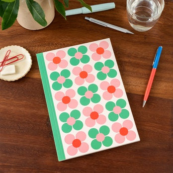 A5 notebook - Pink and green Daisy