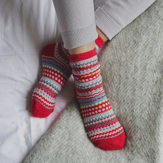 Men's Fairisle Socks Red/Blue