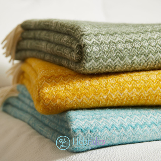 100% wool throws & blankets -  Fairisle mustard