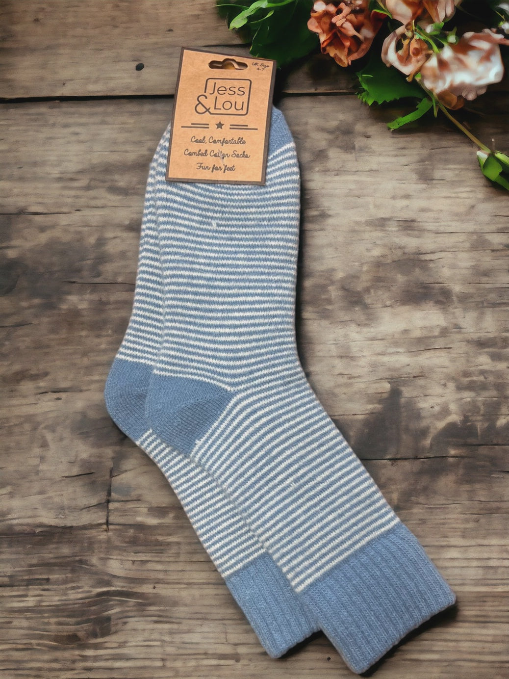 Navy Cosy Stripe Socks SL144
