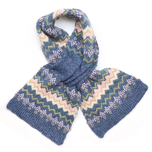 Sofia denim mix zig-zag pull through scarf