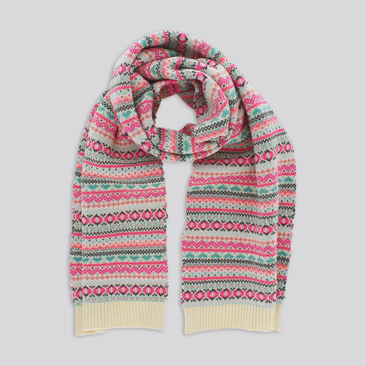 Thea Fairisle Scarf - Cream / Pink