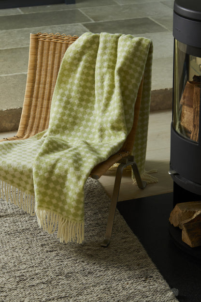 Jaquard Pure New Wool Blanket - Green (130 x 200 cm)