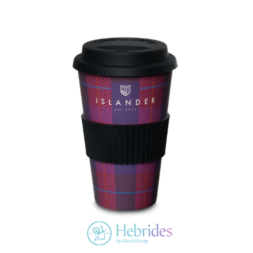 Islander coffee cup - Fuchsia tartan