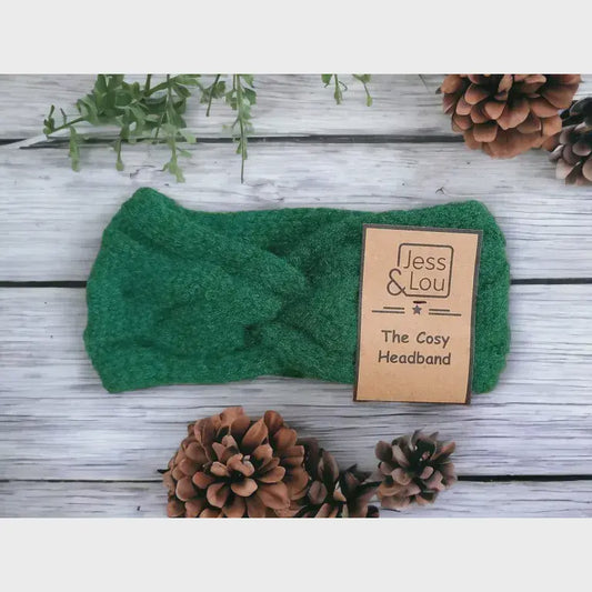 Green Cosy Cable Knit Knot Front Headband