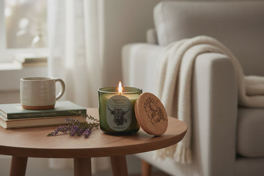 Highland mist glass candle
