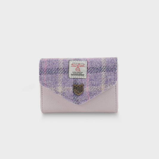 Purple tartan Harris tweed - small clasp purse