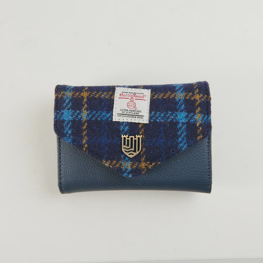 Navy & beige tartan - small clasp purse
