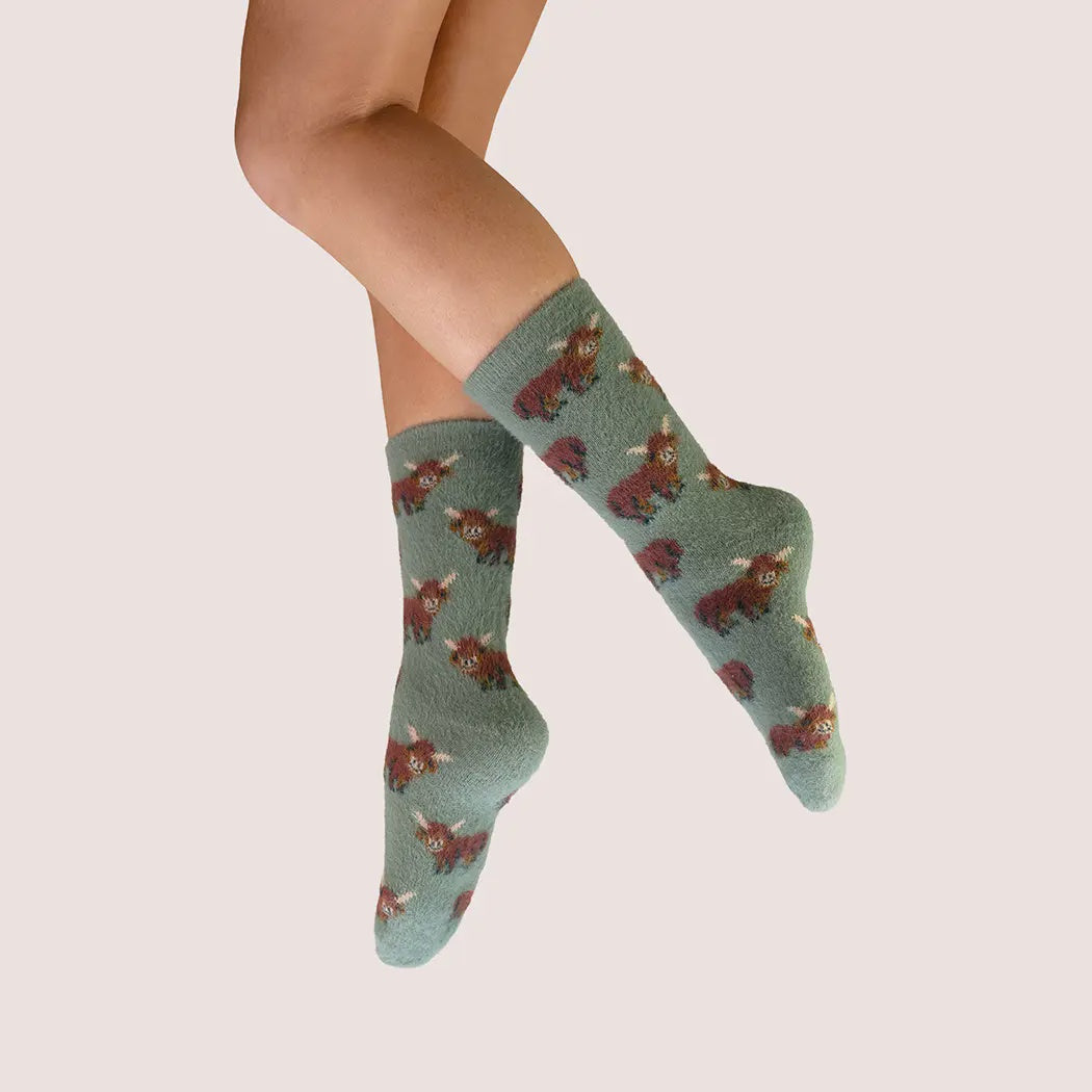 Highland Cow Fuzzy Socks