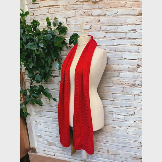 Red Cable Knit Scarf