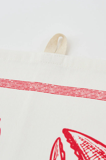 Red Lobster motif tea towel