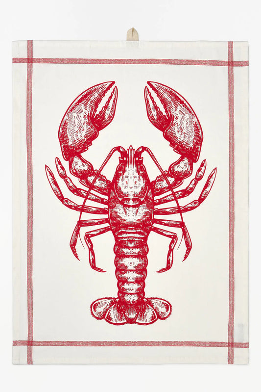 Red Lobster motif tea towel