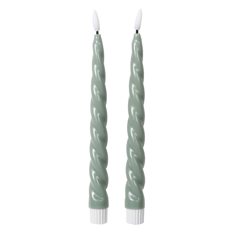 Twisted sage LED candles - set of 2