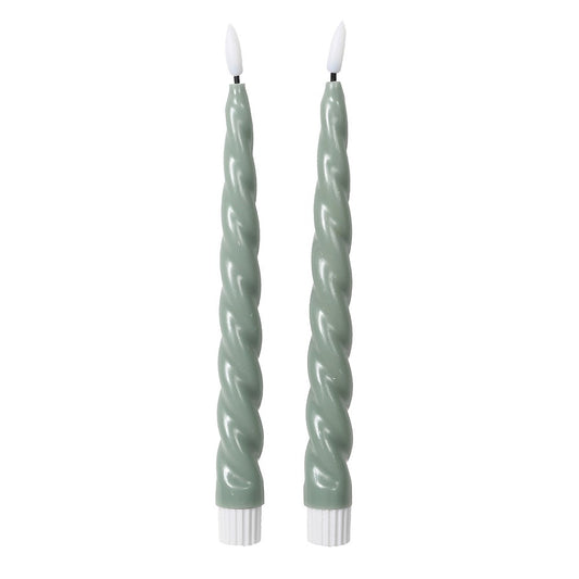 Twisted sage LED candles - set of 2
