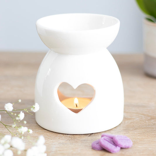 Heart cut out oil burner - white