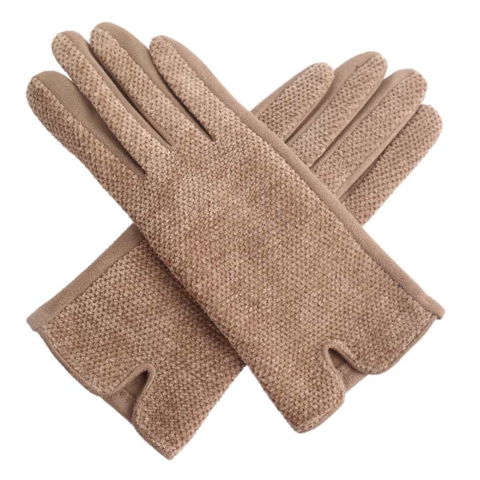 Brown velour gloves