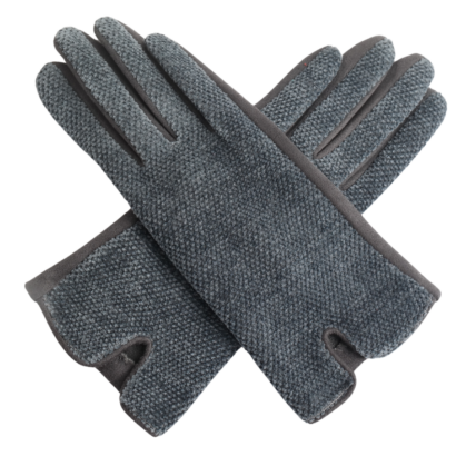 Grey velour gloves