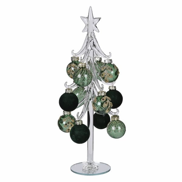 Flock tree glitter bauble