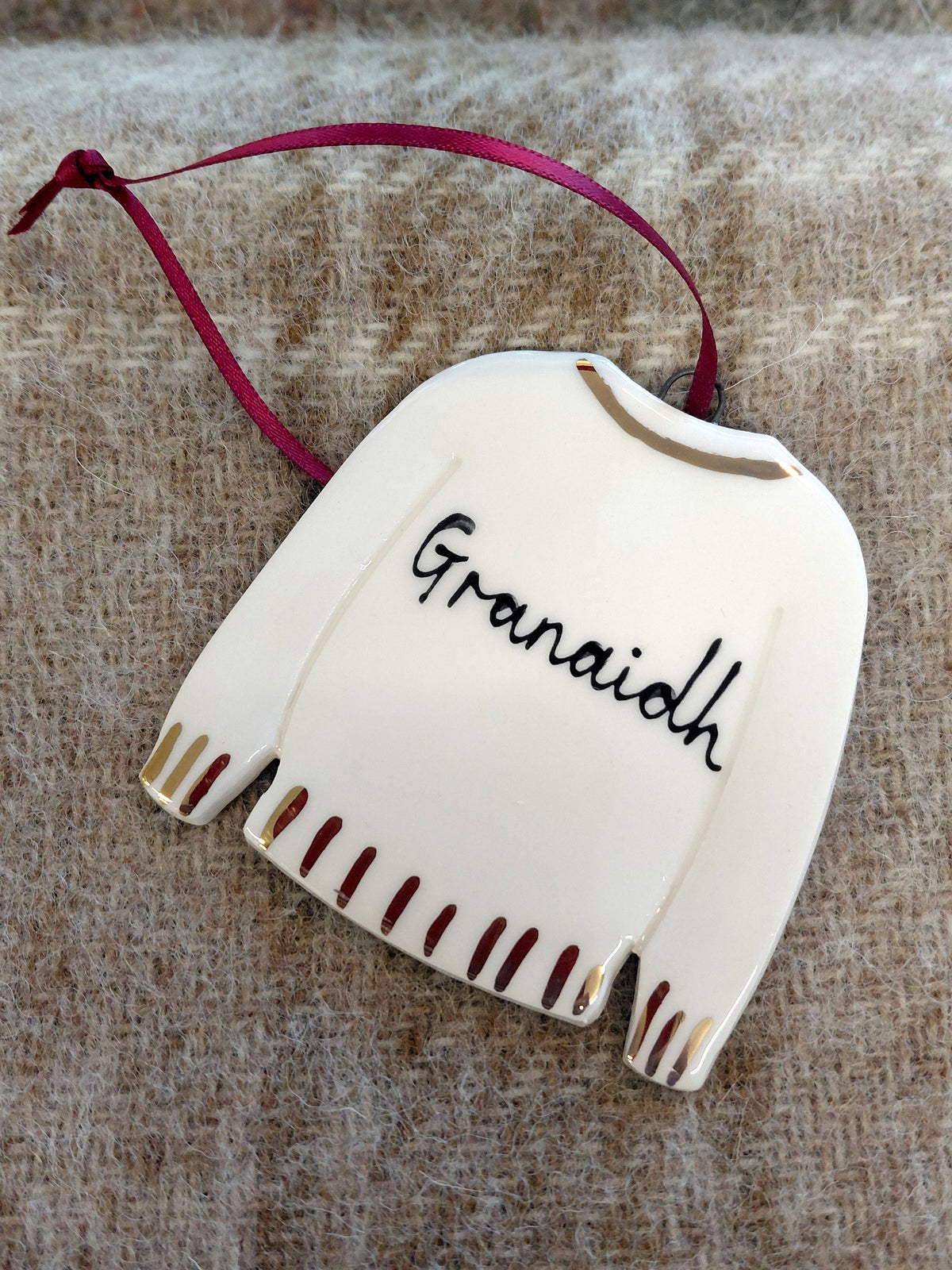 Ceramic Christmas Jumper Decoration - Gaidhlig