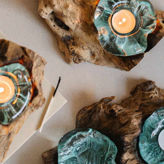 Drift wood candle holder - single