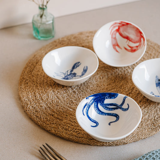 Marine life - set of 4 round dipping bowls