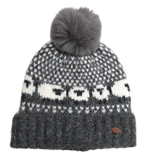 Grey sheep bobble hat