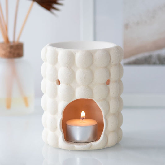 Cream speckled & textured bubble oil burner