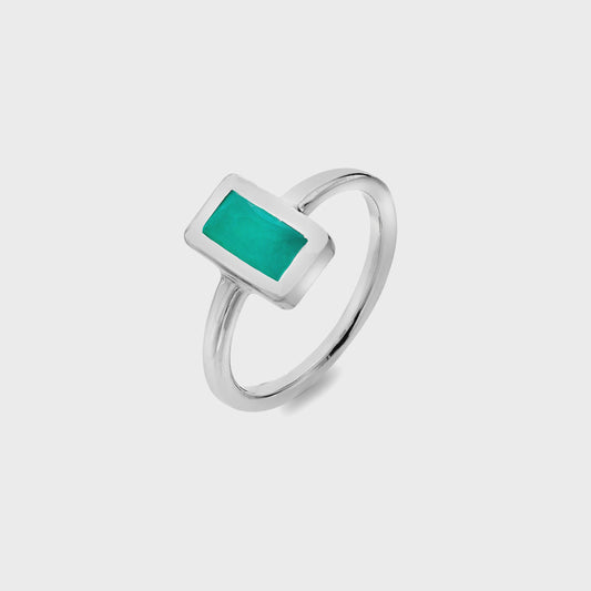 Amazonite oblong silver ring