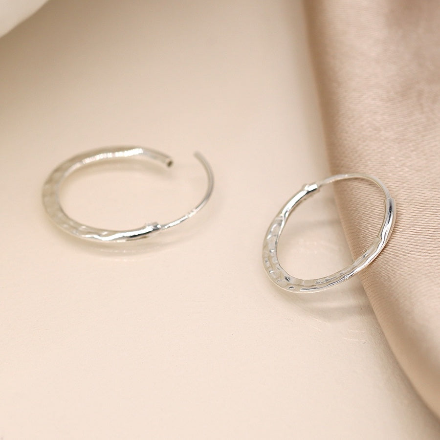 Sterling silver hammered creole hoops