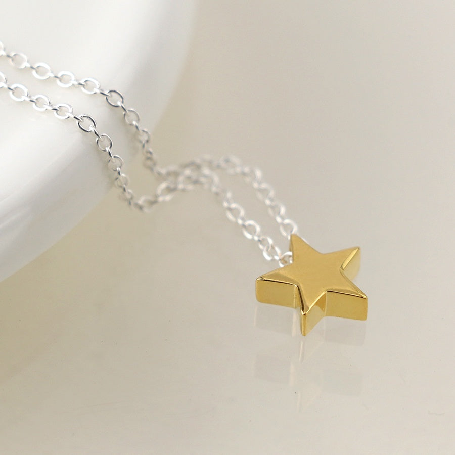 Sterling silver simple gold plated star necklace