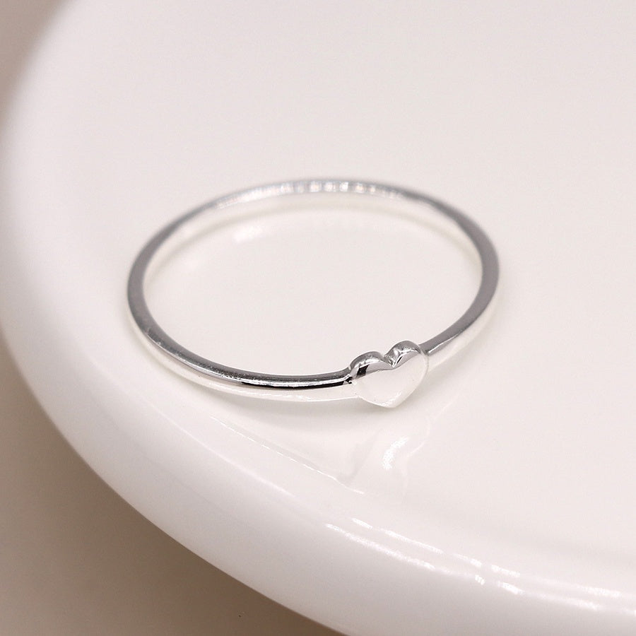 Silver tiny heart ring - size 54 (small)