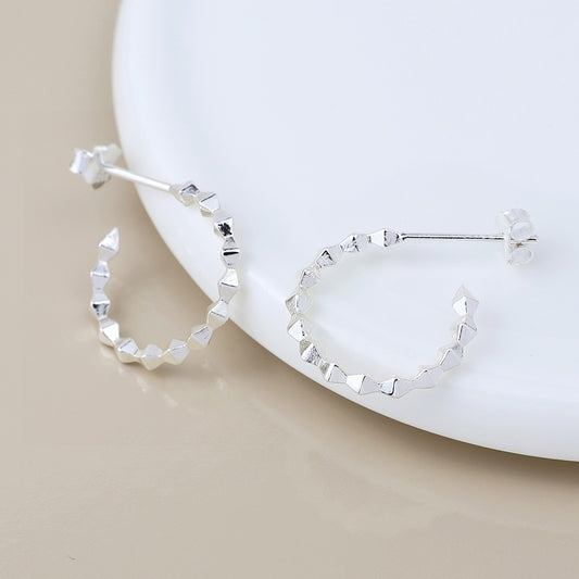 Sterling silver c post faceted geometric earrings