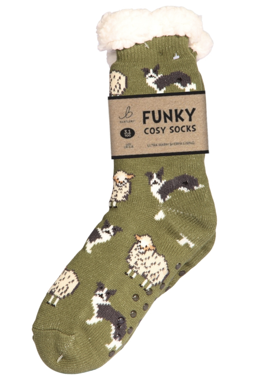 Mens sherpa socks - sheep and sheepdog