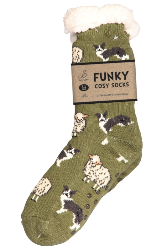 Mens sherpa socks - sheep and sheepdog