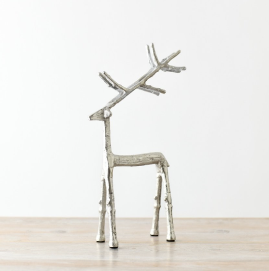 Silver Aluminium Reindeer 14x06x23cm