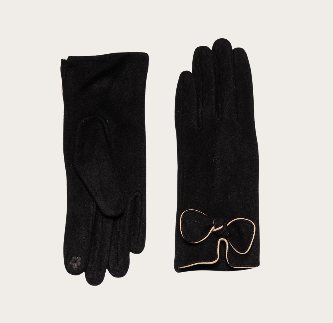 Bow detail gloves touch screen black