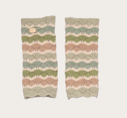 Glove fingerless wave design green