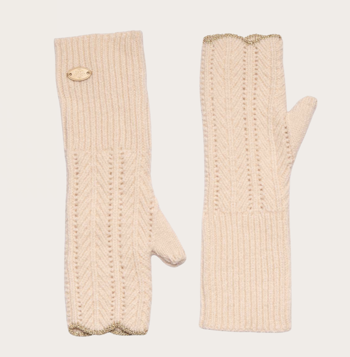 Glove scallopped edge fingerless cream