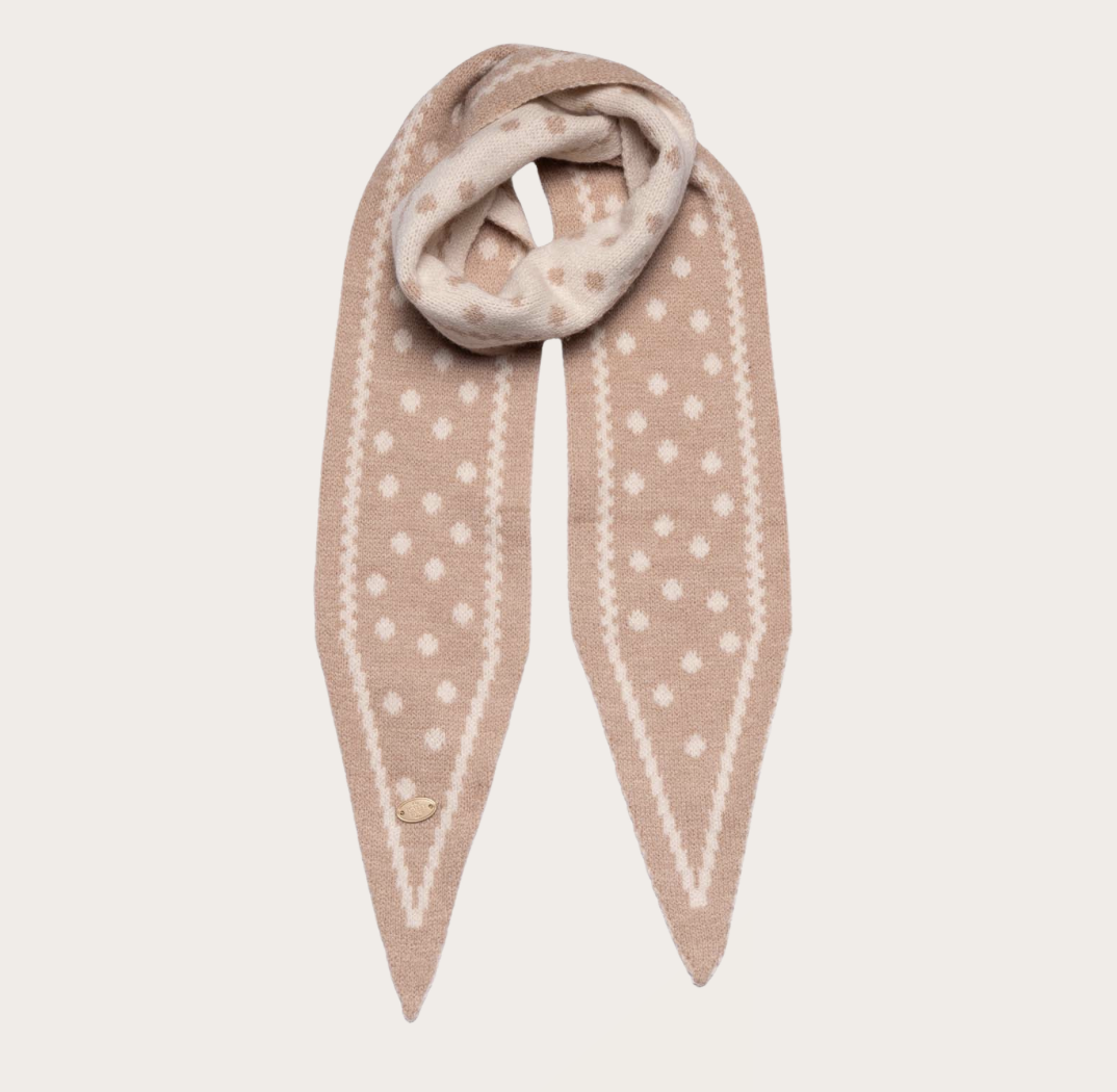Long narrow scarf spotty detail caramel