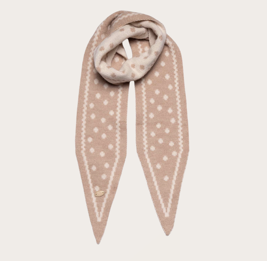 Long narrow scarf spotty detail caramel