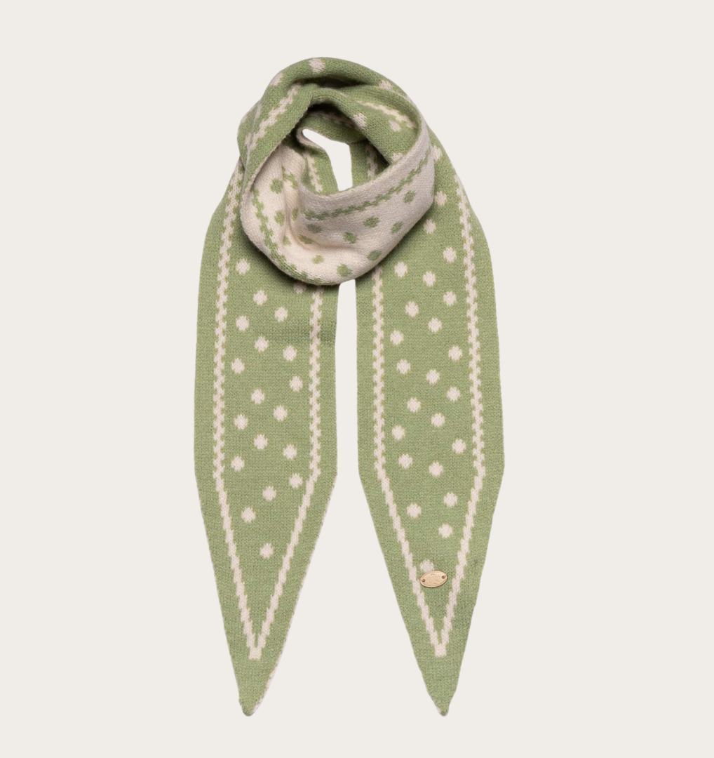 Long narrow scarf spotty detail green