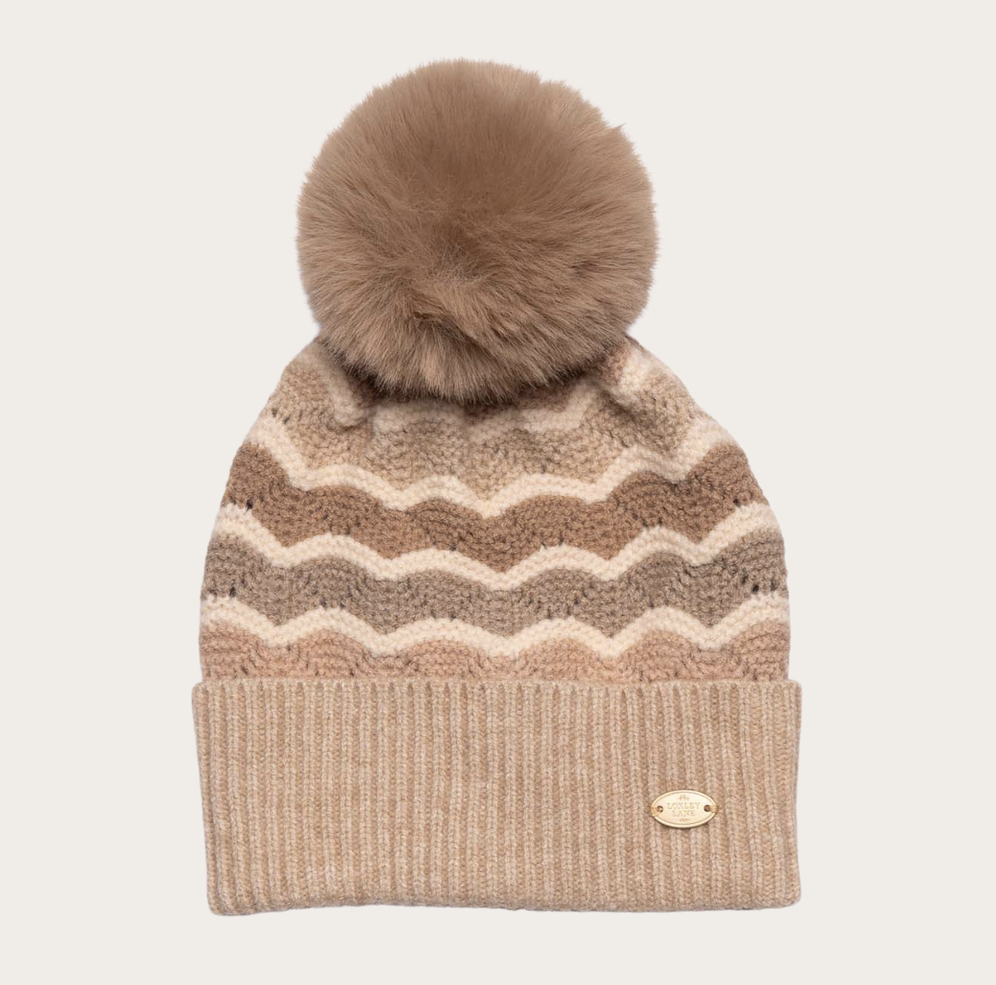 Pom pom hat wave detail cream