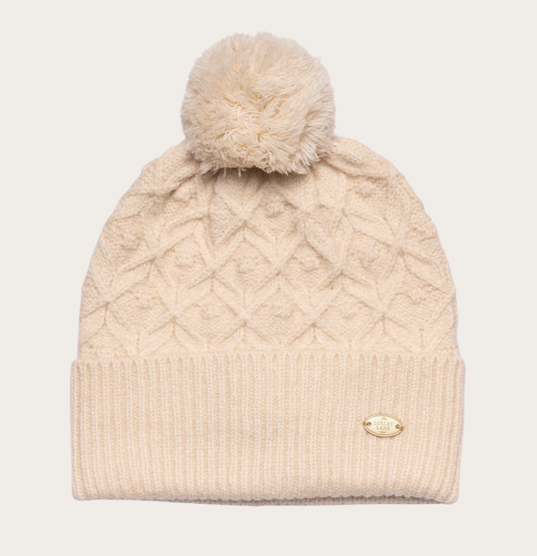 Pom pom knitted cream