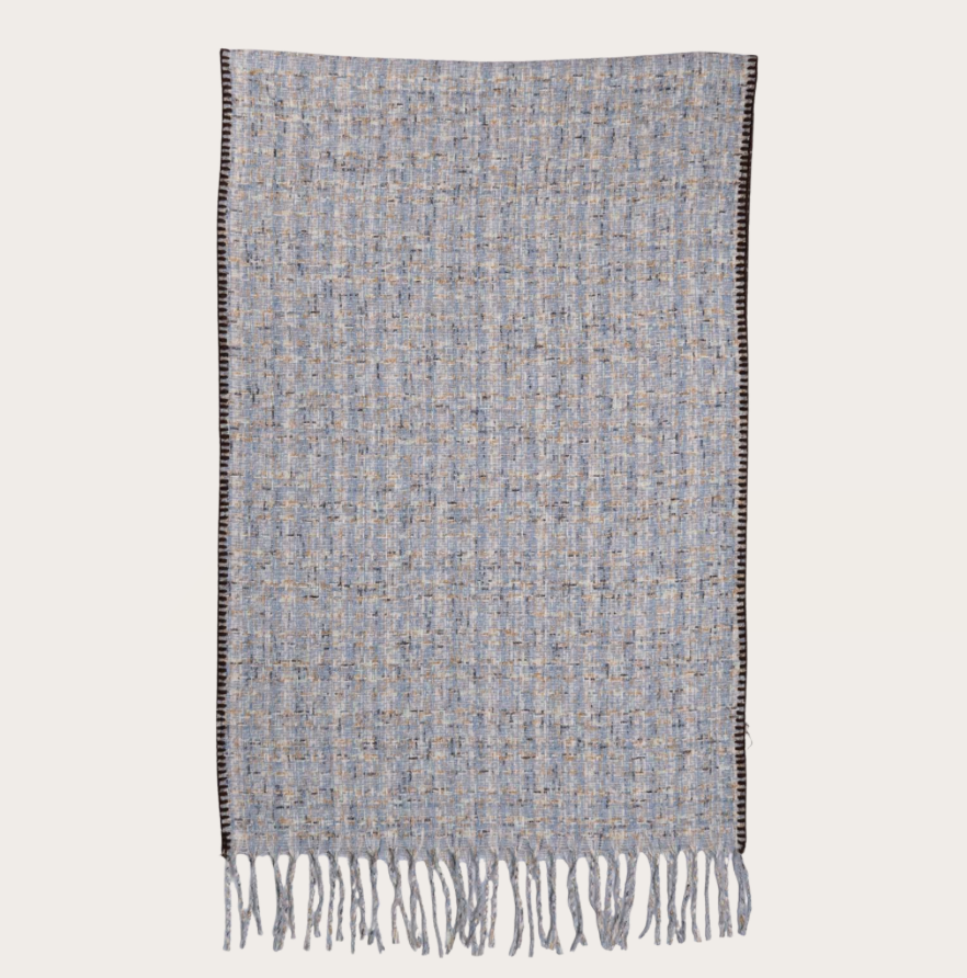 Scarf cozy scarf with blanket edge blue