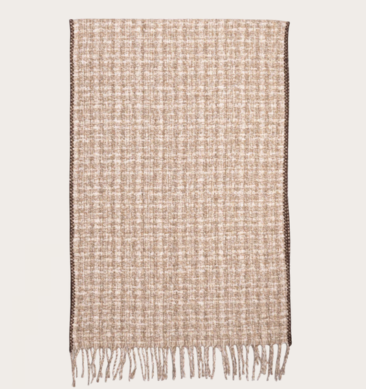 Scarf cozy scarf with blanket edge cream